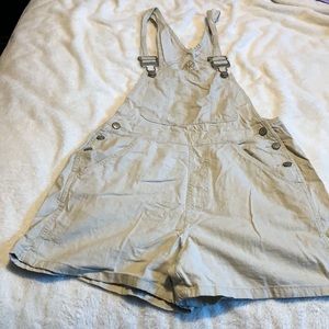 Tan Denim Overall Shorts